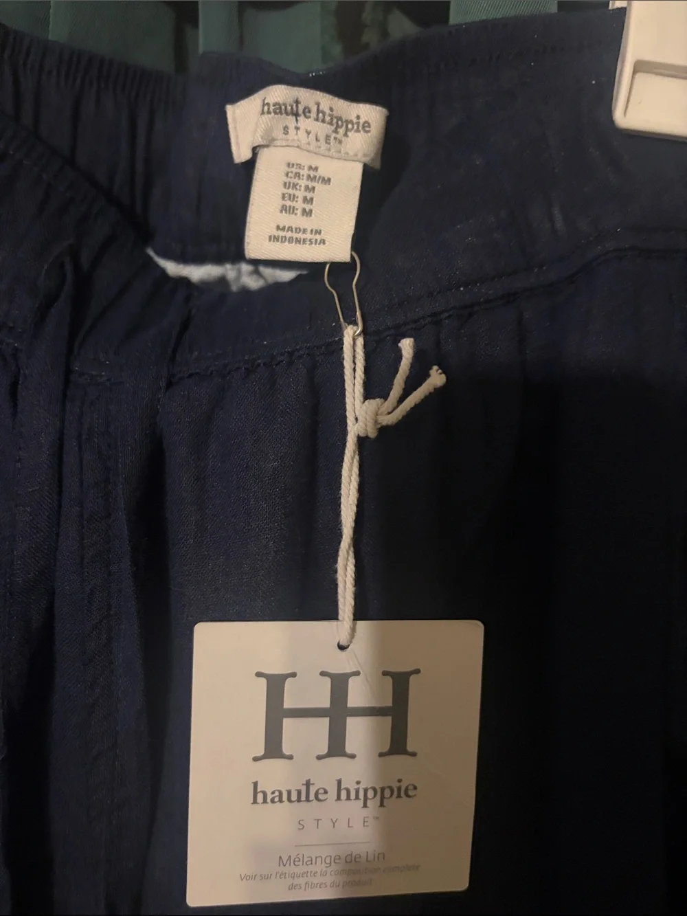 Haute Hippie Navy Wide-Leg Pants with White Side Panels